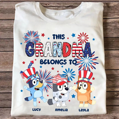 This Grandma Belongs To - Personalized Custom T-shirt - 4th Of July Gift For Family, Family Members