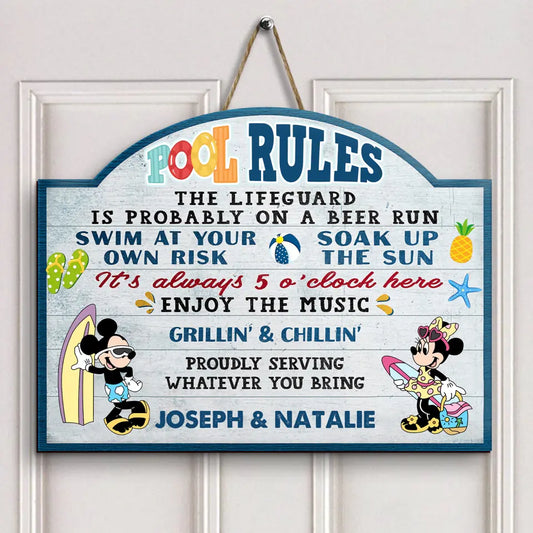 Pool Rules - Personalized Custom Door Sign - Summer Gift For Couple, Friends