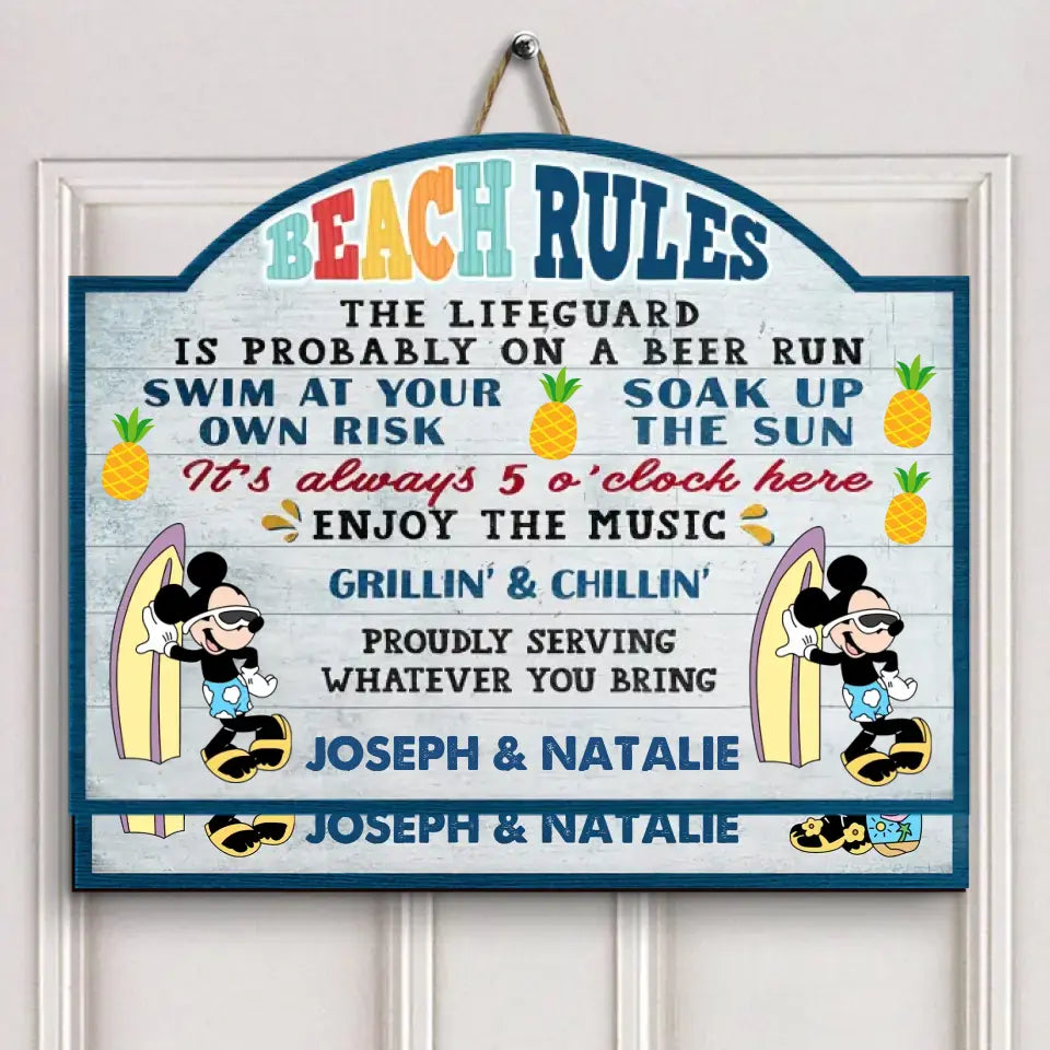 Pool Rules - Personalized Custom Door Sign - Summer Gift For Couple, Friends