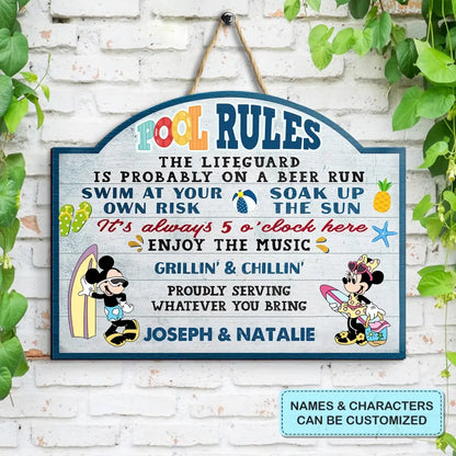 Pool Rules - Personalized Custom Door Sign - Summer Gift For Couple, Friends