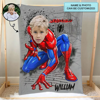 Custom Face Super Hero Blanket - Personalized Custom Blanket - Gift For Kids, Family, Family Members