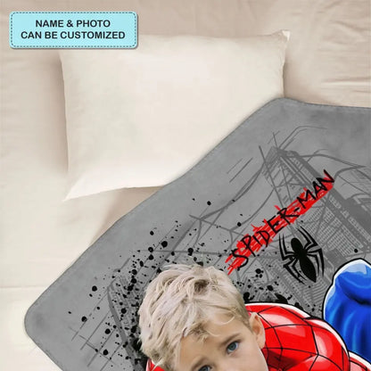 Custom Face Super Hero Blanket - Personalized Custom Blanket - Gift For Kids, Family, Family Members