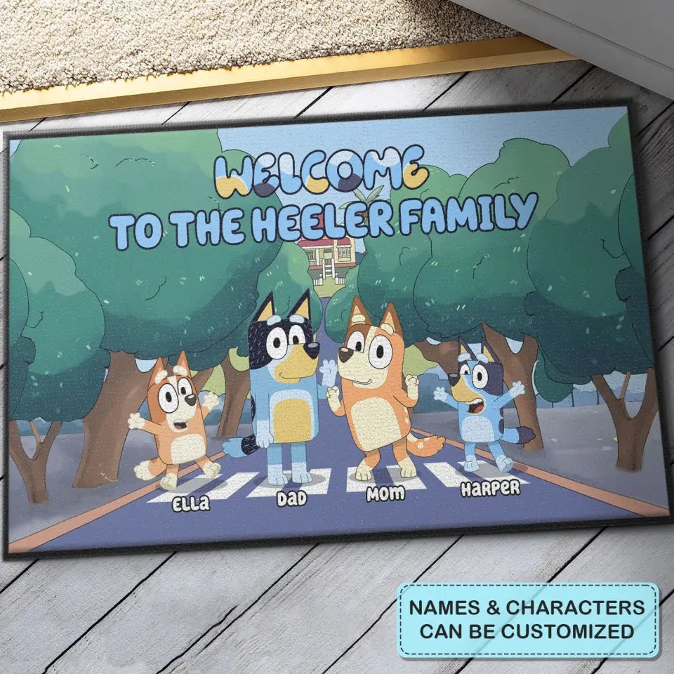 Welcome To The Heeler Family - Personalized Custom Doormat - Gift For Family Members