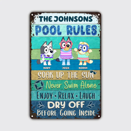 Pool Rules - Personalized Custom Metal Sign - Summer Gift For Family Members