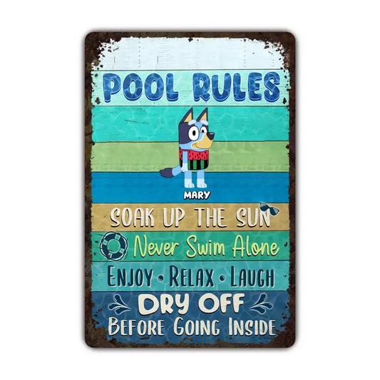 Pool Rules - Personalized Custom Metal Sign - Summer Gift For Family Members