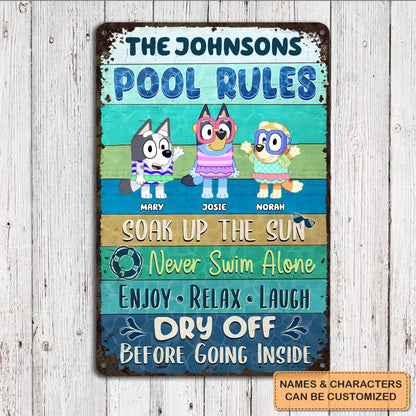 Pool Rules - Personalized Custom Metal Sign - Summer Gift For Family Members