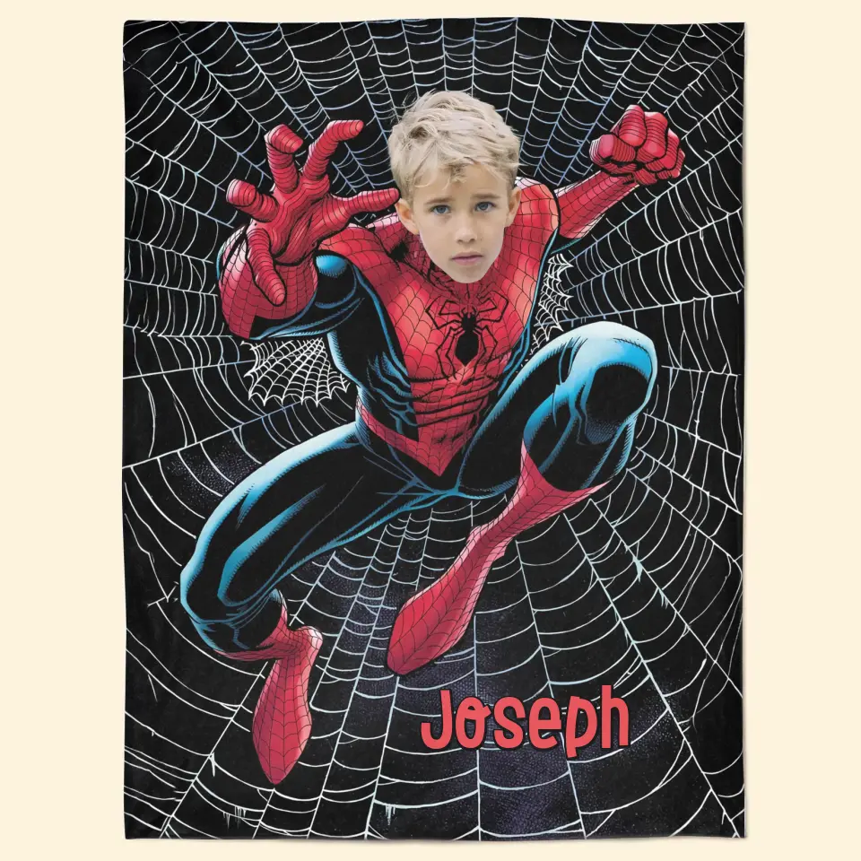 Custom Face Super Hero Blanket - Personalized Custom Blanket - Gift For Kids, Family, Family Members