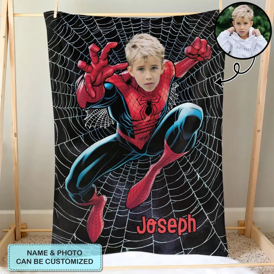 Custom Face Super Hero Blanket - Personalized Custom Blanket - Gift For Kids, Family, Family Members