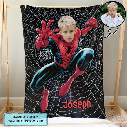 Custom Face Super Hero Blanket - Personalized Custom Blanket - Gift For Kids, Family, Family Members