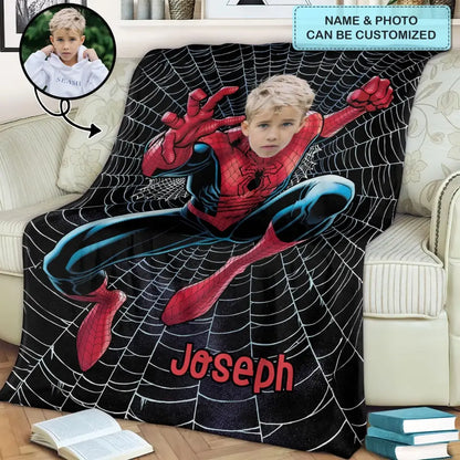 Custom Face Super Hero Blanket - Personalized Custom Blanket - Gift For Kids, Family, Family Members