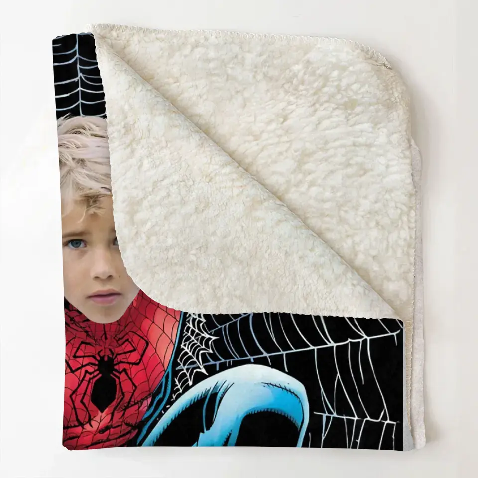 Custom Face Super Hero Blanket - Personalized Custom Blanket - Gift For Kids, Family, Family Members