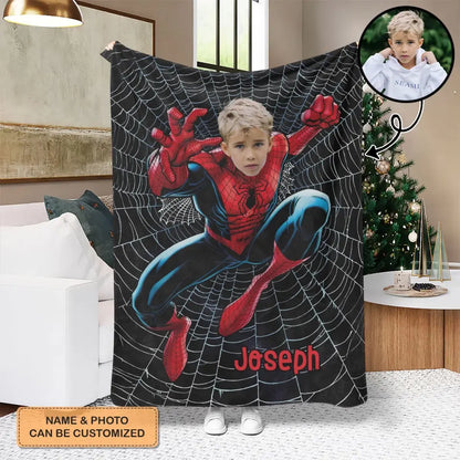 Custom Face Super Hero Blanket - Personalized Custom Blanket - Gift For Kids, Family, Family Members