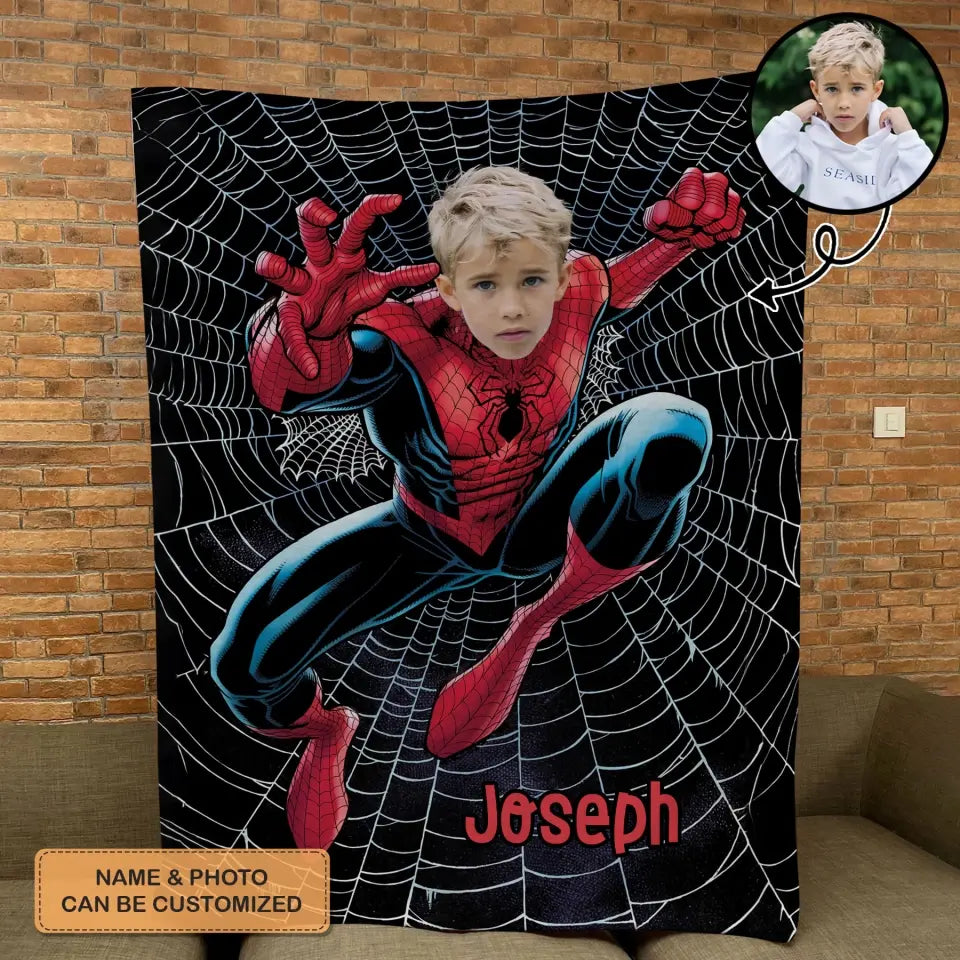 Custom Face Super Hero Blanket - Personalized Custom Blanket - Gift For Kids, Family, Family Members