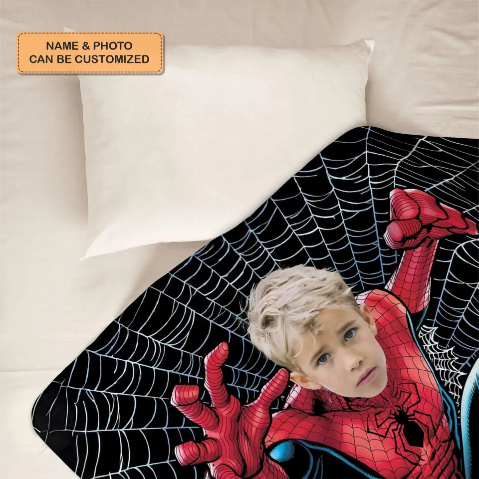 Custom Face Super Hero Blanket - Personalized Custom Blanket - Gift For Kids, Family, Family Members