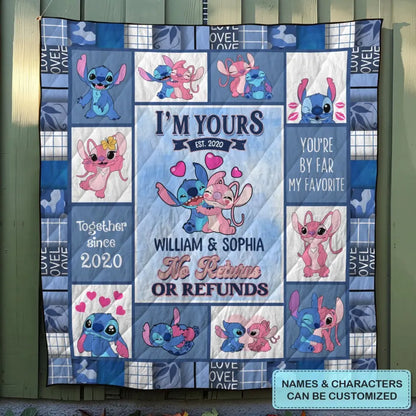 I'm Yours No Return Or Refund - Personalized Custom Quilted Blanket - Gift For Couple, Boyfriend, Girlfriend