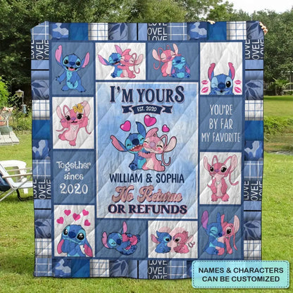 I'm Yours No Return Or Refund - Personalized Custom Quilted Blanket - Gift For Couple, Boyfriend, Girlfriend