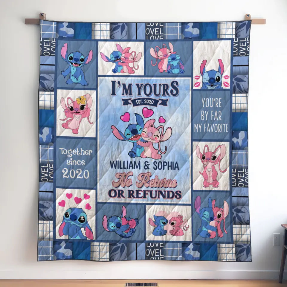 I'm Yours No Return Or Refund - Personalized Custom Quilted Blanket - Gift For Couple, Boyfriend, Girlfriend