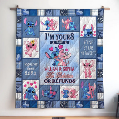 I'm Yours No Return Or Refund - Personalized Custom Quilted Blanket - Gift For Couple, Boyfriend, Girlfriend