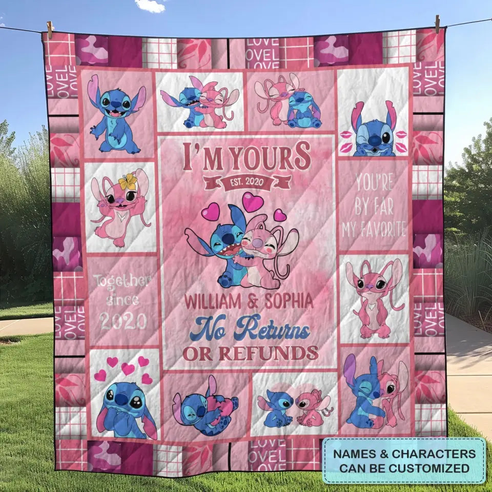 I'm Yours No Return Or Refund - Personalized Custom Quilted Blanket - Gift For Couple, Boyfriend, Girlfriend