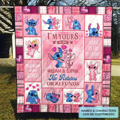 I'm Yours No Return Or Refund - Personalized Custom Quilted Blanket - Gift For Couple, Boyfriend, Girlfriend