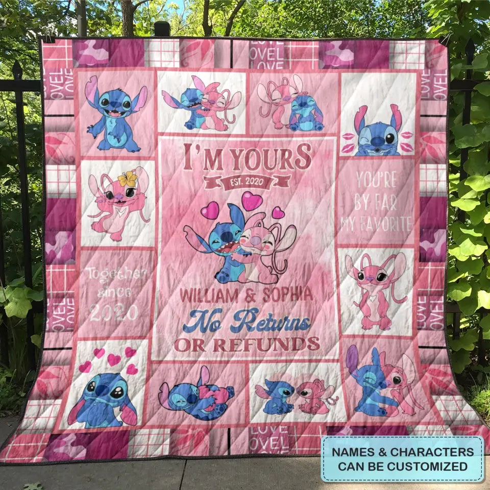 I'm Yours No Return Or Refund - Personalized Custom Quilted Blanket - Gift For Couple, Boyfriend, Girlfriend