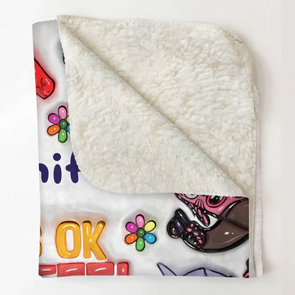 It's Okay To Feel All The Feel - Personalized Custom Blanket - Gift For Family, Family Members, Friends