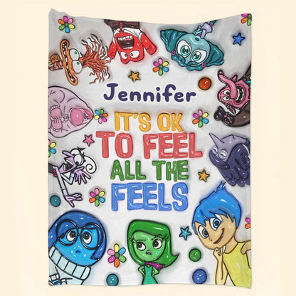 It's Okay To Feel All The Feel - Personalized Custom Blanket - Gift For Family, Family Members, Friends