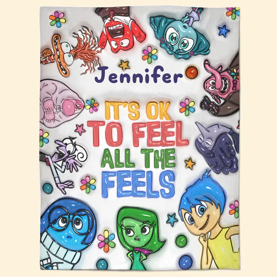 It's Okay To Feel All The Feel - Personalized Custom Blanket - Gift For Family, Family Members, Friends