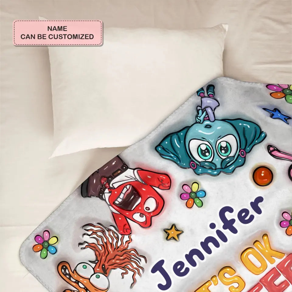 It's Okay To Feel All The Feel - Personalized Custom Blanket - Gift For Family, Family Members, Friends