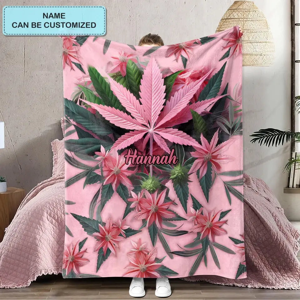 Pink Stoner Chick - Personalized Custom Blanket - Gift For Family Members, Friends, Bestie