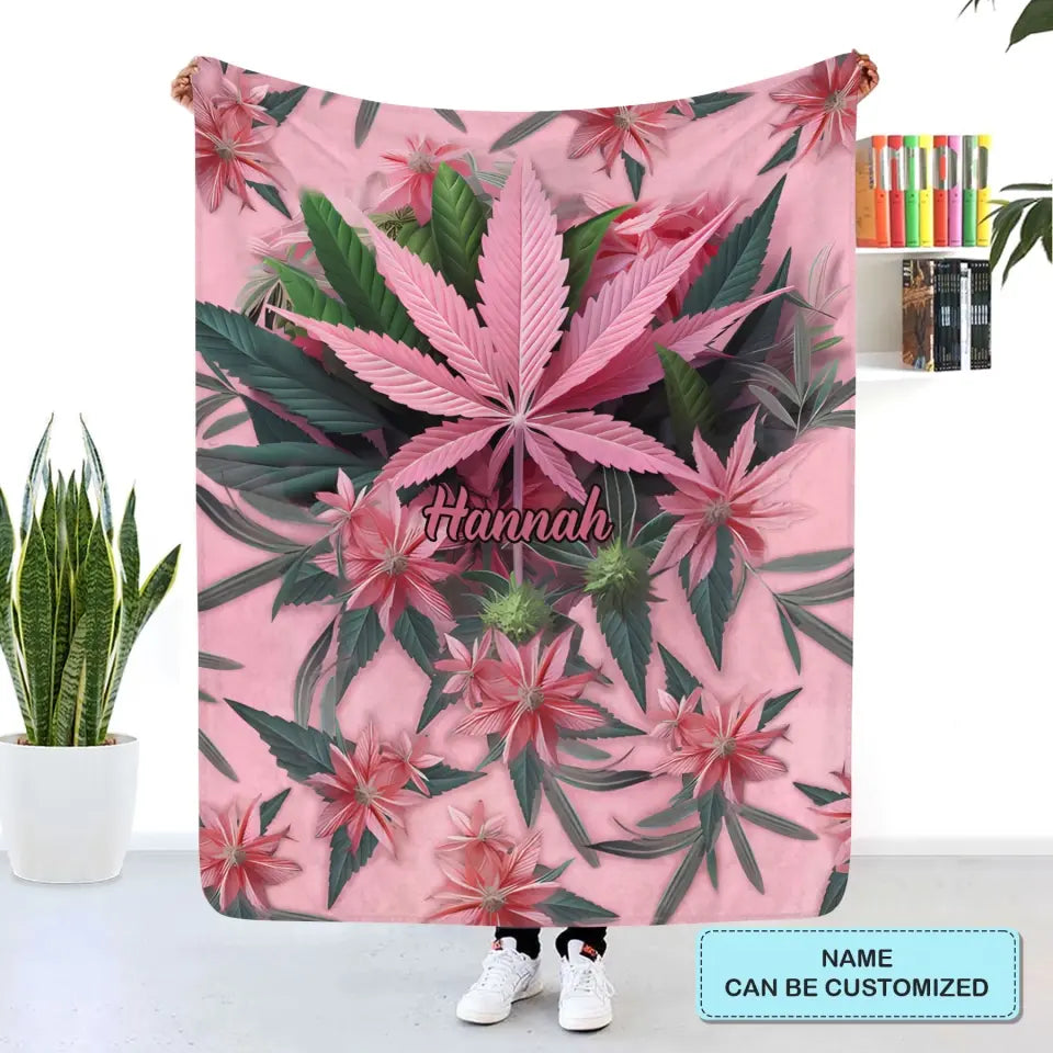 Pink Stoner Chick - Personalized Custom Blanket - Gift For Family Members, Friends, Bestie