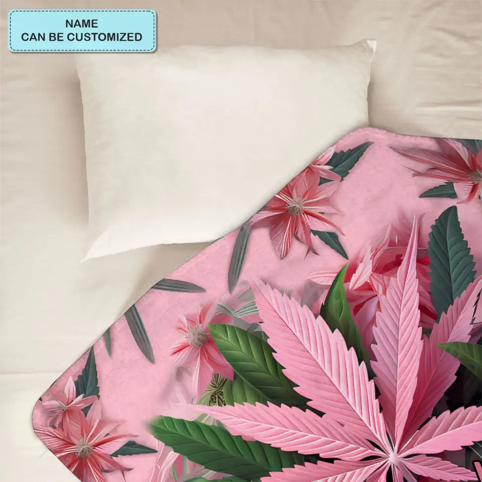 Pink Stoner Chick - Personalized Custom Blanket - Gift For Family Members, Friends, Bestie