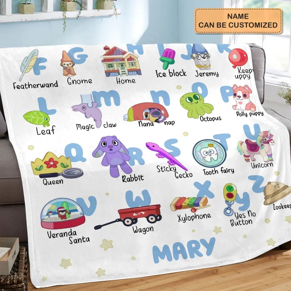 Alphabets Heeler - Personalized Custom Blanket - Gift For Kids, Family, Family Members