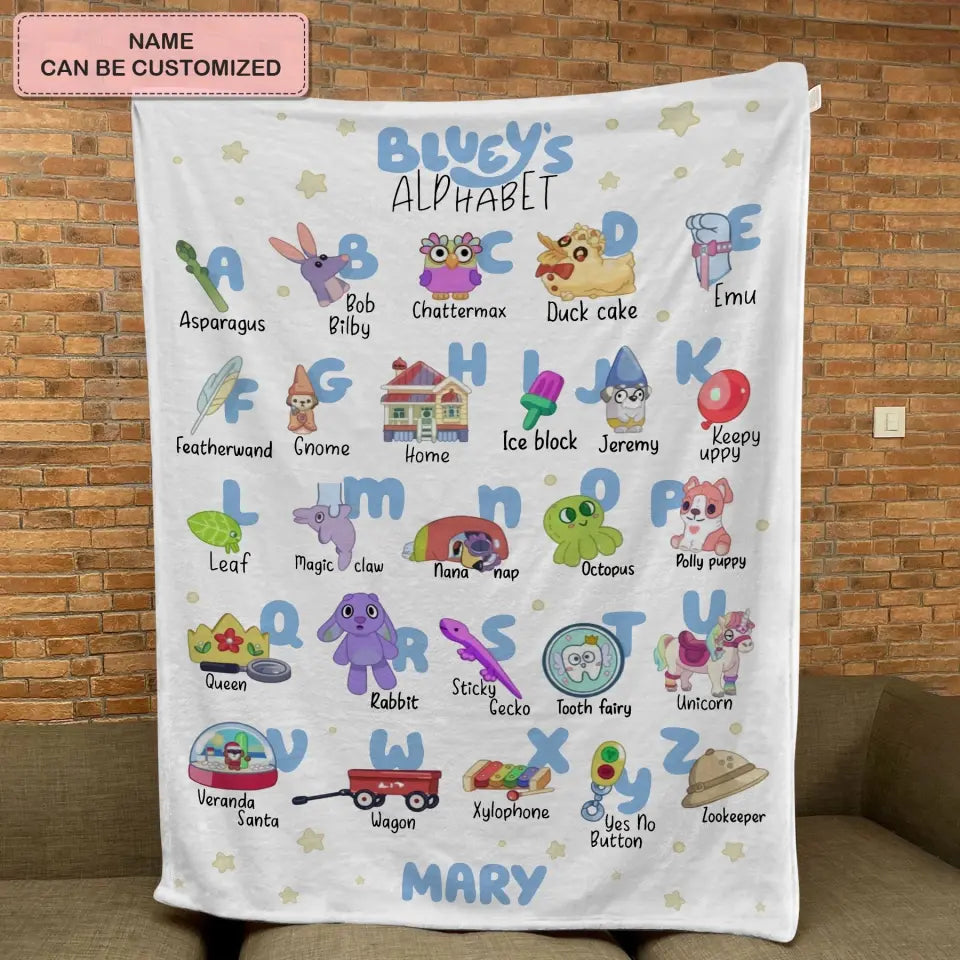 Alphabets Heeler - Personalized Custom Blanket - Gift For Kids, Family, Family Members