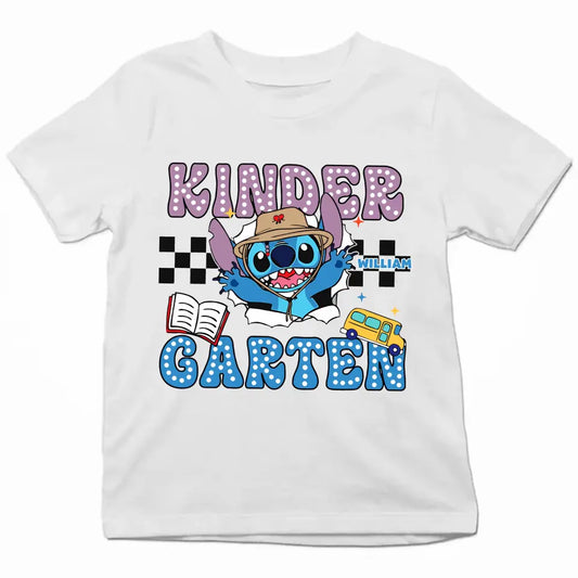 Retro Blue Ailen - Personalized Custom Youth T-shirt - Birthday, Back To School, Kindergarten, First, Second, Third, Fourth, Fifth Grade, Pre-K Gift For Kids