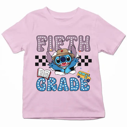 Retro Blue Ailen - Personalized Custom Youth T-shirt - Birthday, Back To School, Kindergarten, First, Second, Third, Fourth, Fifth Grade, Pre-K Gift For Kids