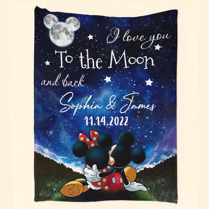 I Love You To The Moon And Back - Personalized Custom Blanket - Anniversary, Valentine's Day Gift For Couple