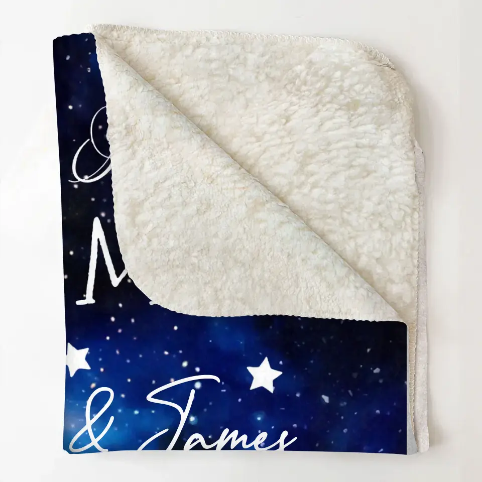 I Love You To The Moon And Back - Personalized Custom Blanket - Anniversary, Valentine's Day Gift For Couple