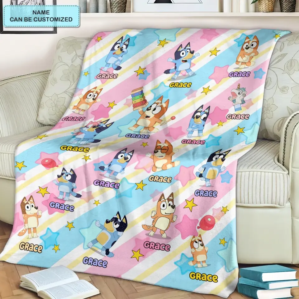 Colorful Custom Name - Personalized Custom Blanket - Gift For Kid, Family Members