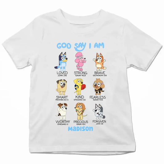 Gods Say I Am - Personalized Custom Youth T-shirt - Birthday, Back To School, Kindergarten, First, Second, Third, Fourth, Fifth Grade, Pre-K Gift For Kids