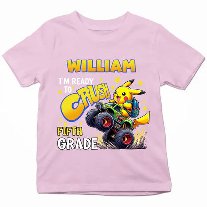 I'm Ready Crush Kinder Garten - Personalized Custom Youth T-shirt - Birthday, Back To School, Kindergarten, First, Second, Third, Fourth, Fifth Grade, Pre-K Gift For Kids