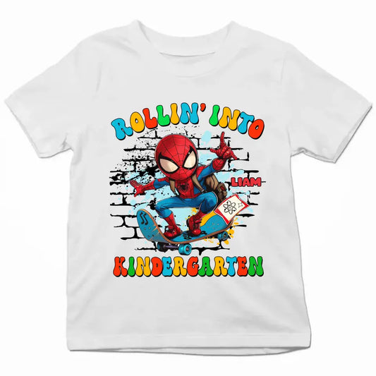 Rolling Into School - Personalized Custom Youth T-shirt - Birthday, Back To School, Kindergarten, First, Second, Third, Fourth, Fifth Grade, Pre-K Gift For Kids