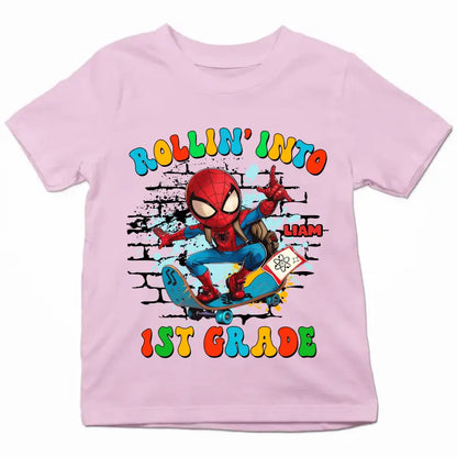 Rolling Into School - Personalized Custom Youth T-shirt - Birthday, Back To School, Kindergarten, First, Second, Third, Fourth, Fifth Grade, Pre-K Gift For Kids