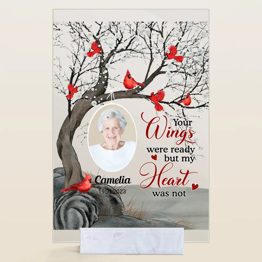 Personalized Acrylic Plaque - Gift For Grandma - YOUR WINGS WAS READY BUT MY HEART WAS NOT