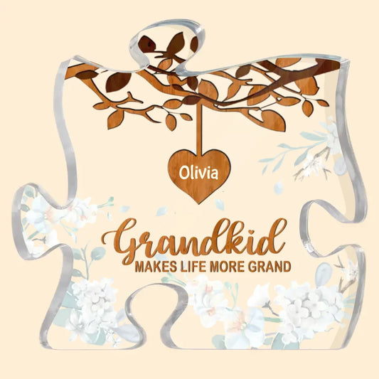 Personalized Puzzle Acrylic Plaque - Gift For Grandma - Grandkids Make Life More Grand