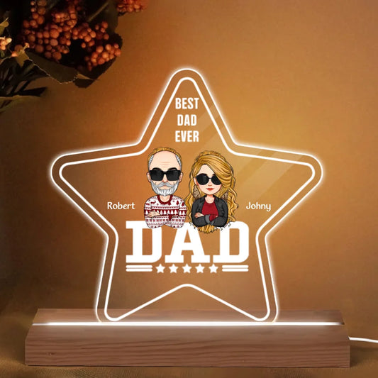 Personalize 3D LED Light Night - Best Dad Ever - Gift For Dad, Gift For Grandpa, Father's Day Gift - WRND010