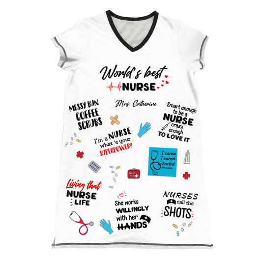 Personalized Women's V-Neck Nightshirt - World's Best Nurse