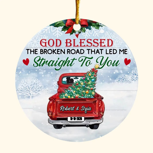 Straight To You - Personalized Custom Ceramic Ornament - Christmas Gift For Couple