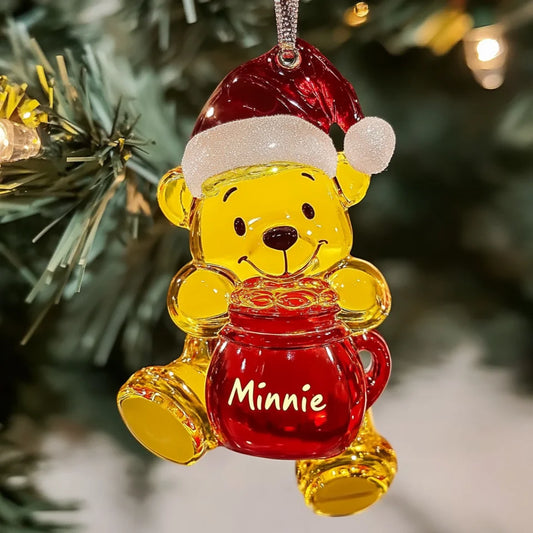 Honey Bear Holiday - Personalized Mica Ornament - Gift For Friends, Family Members