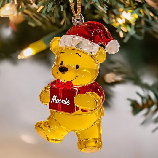 Christmas Cheer Bear - Personalized Mica Ornament - Gift For Friends, Family Members